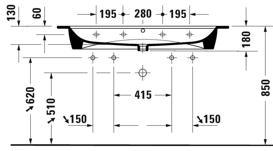 Duravit ME by Starck - Umývadlo do nábytku 1230x490 mm, biela matná 2361123260