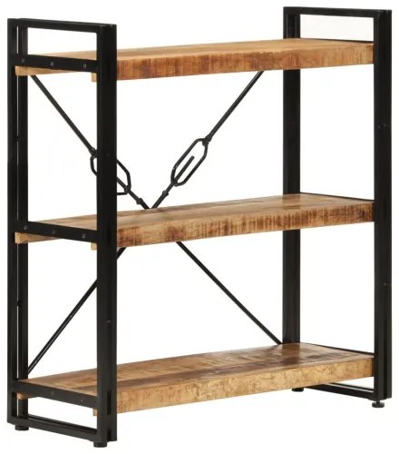 vidaXL Knižnica s 3 policami 77x30x80 cm mangovníkový masív a železo-