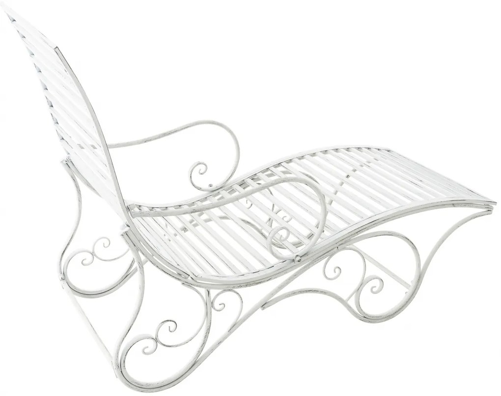 Kovová záhradné lehátko Amiens - Biela antik
