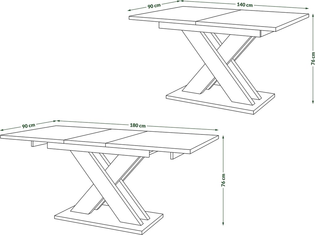 KARO béžový / dub artisan - MODERNÝ ROZKLADACÍ STÔL DO 180 cm!
