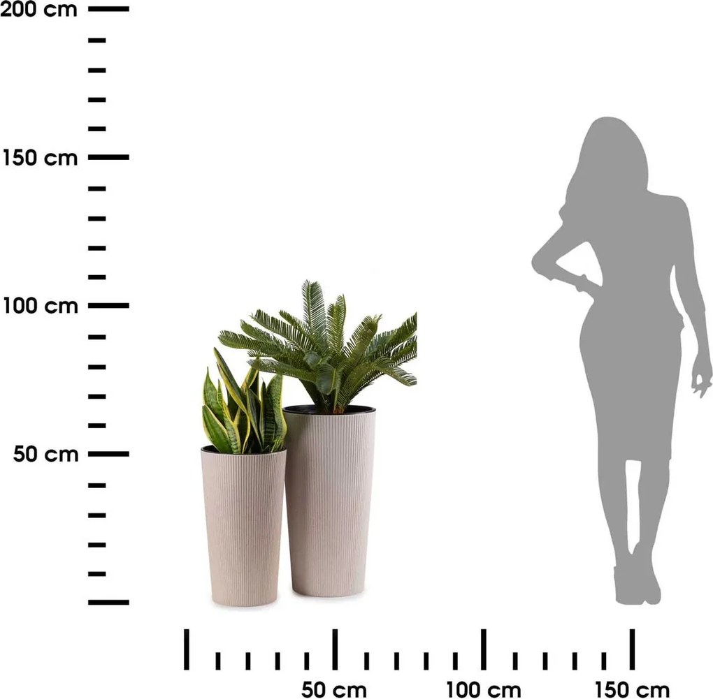 PLASTOVÝ KVETINÁČ URBANIKA ECO SADA 2KS 57X30 CM+46,6X25,5 CM BÉŽOVÁ