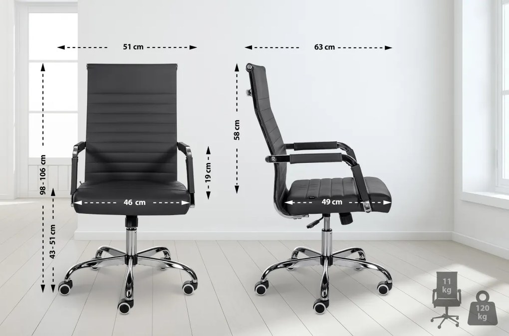 Design-Shop Kancelárska stolička Amadora - koženka - Čierna