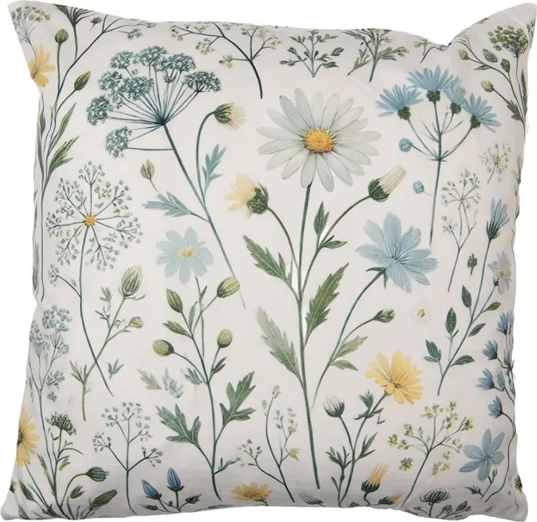 Béžová obliečka na vankúš s lúčnymi kvetmi I - 45*45cm