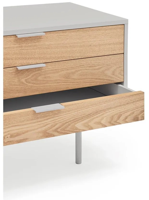 TV stolík v dekore duba v šedo-prírodnej farbe 180x52 cm Sierra – Teulat