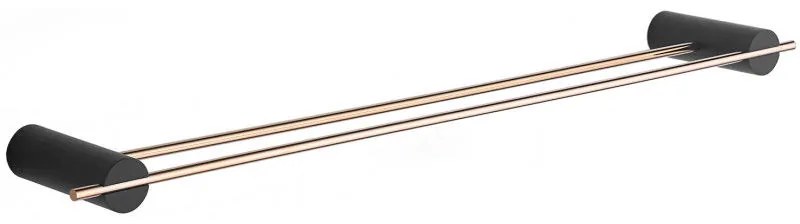 Mexen príslušenstvo, Aron dvojitý držiak na uterák, čierna/ružová zlatá, 7088125-67