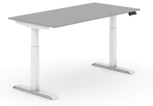 Výškovo nastaviteľný stôl, elektrický, 735-1235 mm,  doska 1600x800 mm, sivá, biela podnož