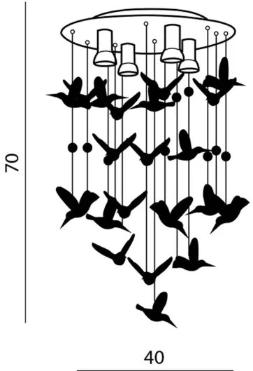 Rustikálny luster Birds