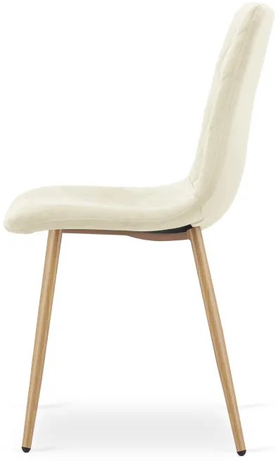 Set dvoch jedálenských stoličiek TURIN zamatové, svetlobéžové / hnedé nohy (2 ks)