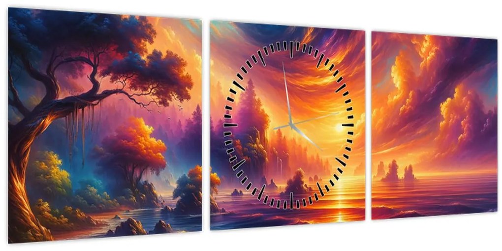 Obraz - Magický svet (s hodinami) (90x30 cm)