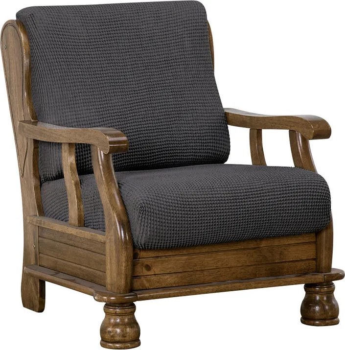 Super strečové poťahy NIAGARA antracitová kreslo s drevenými rúčkami (š. 50 - 80 cm)