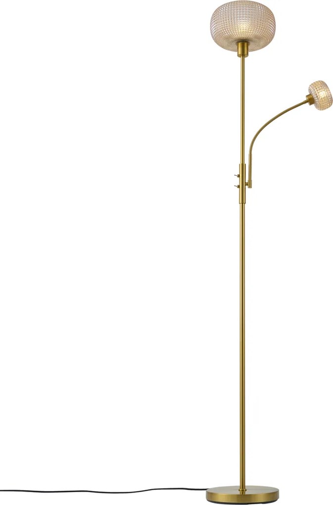 Inteligentná stojaca lampa mosadzná s jantárovým sklom 2-svetlá vrátane WiFi - Brianna