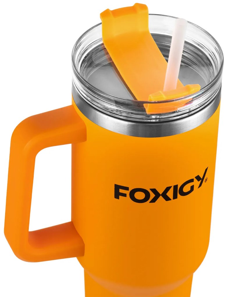 Foxigy Termohrnček do auta so slamkou 1200 ml Amber