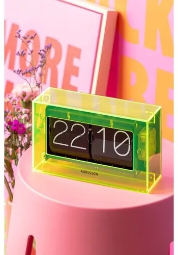 Karlsson 5976YE dizajnové nástenné/stolové preklápacie hodiny zelená, 21 cm