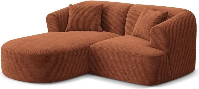 Menčestrová rohová pohovka v terakotovej farbe (ľavý roh/s leňoškou) Campi – Cosmopolitan Design