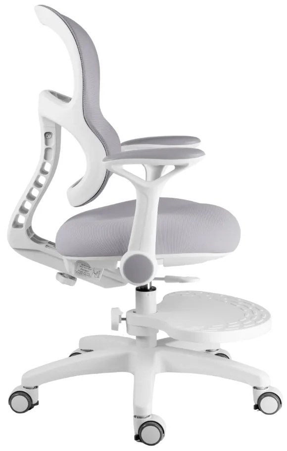 Detská rastúca stolička Neoseat JUNI 006 — látka, prateľný poťah, sivá