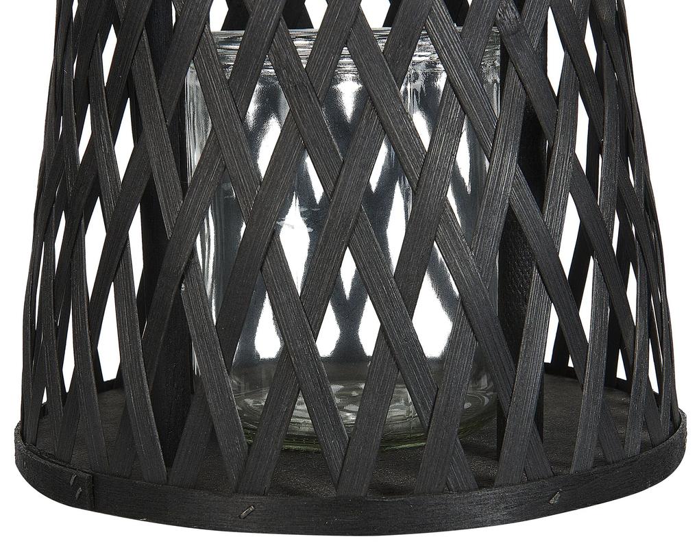 Bambusový lampáš na sviečku 38 cm čierny MACTAN Beliani