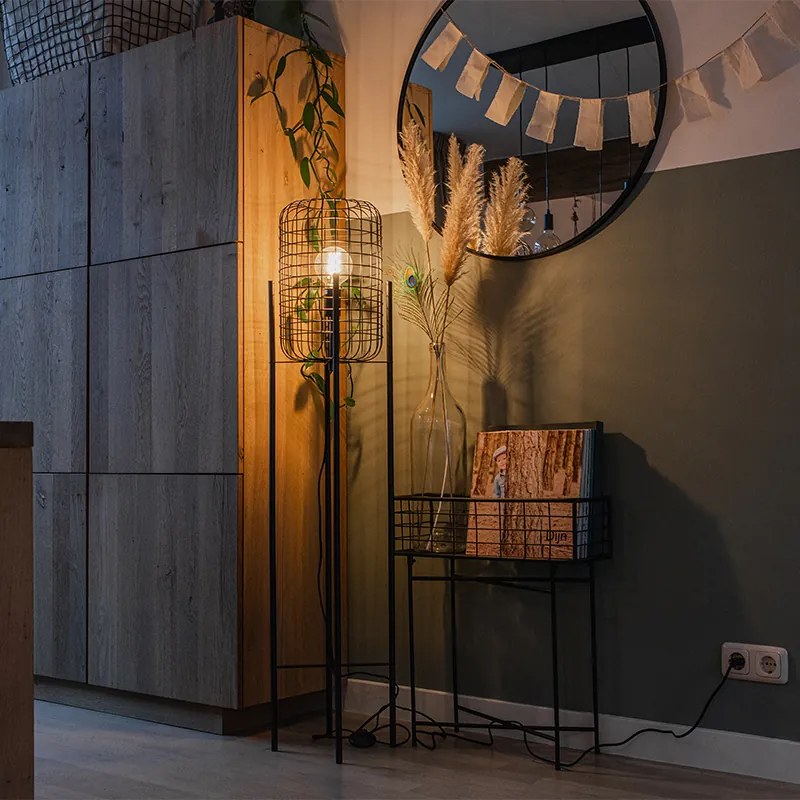 Priemyselná stojaca lampa čierna - Bliss Vefa