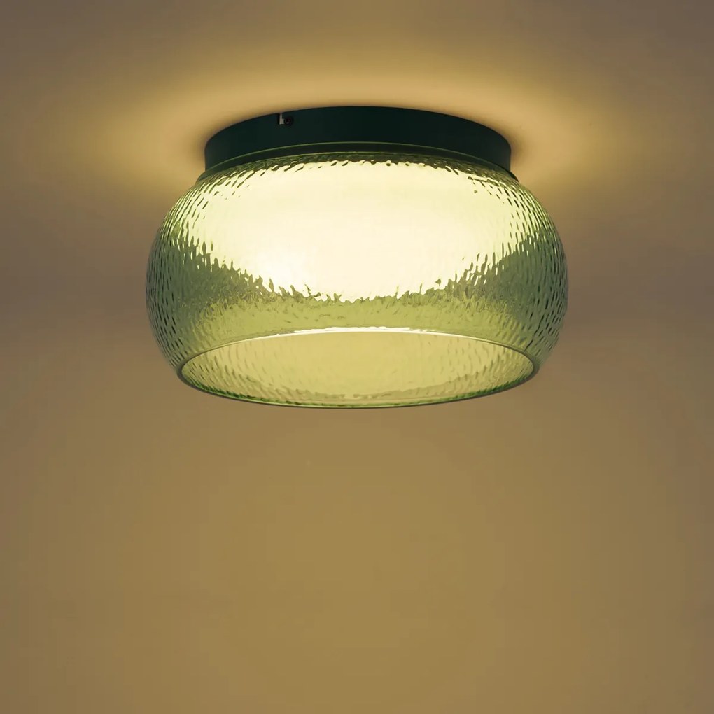 Stropné svietidlo v štýle Art Deco zelené so sklom vrátane LED 3-stupňovo stmievateľné - Thimble