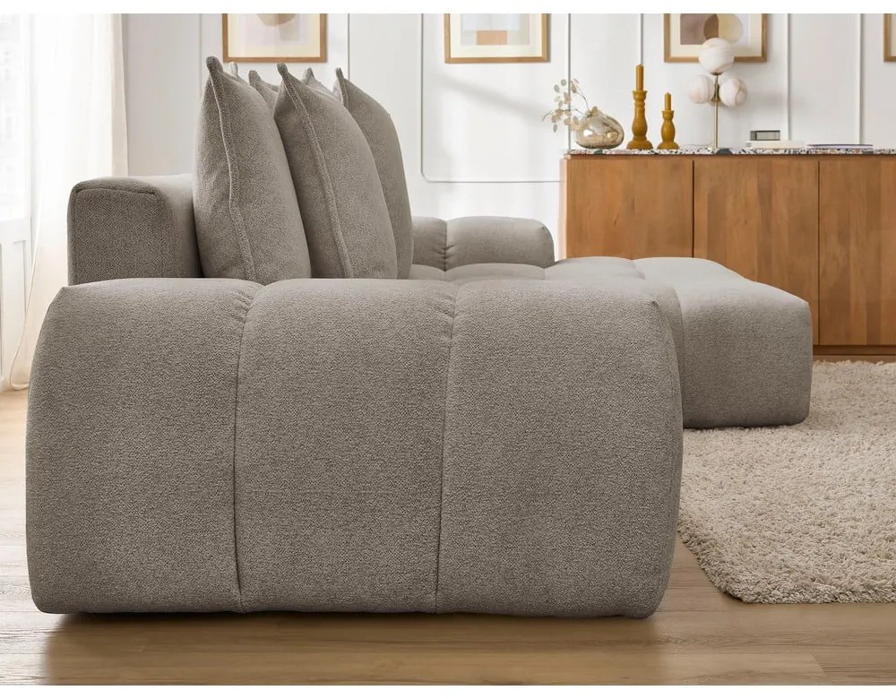 Taupe ženilková rozkladacia/s úložným priestorom rohová pohovka (pravý roh/s leňoškou) Everest – Bobochic Paris