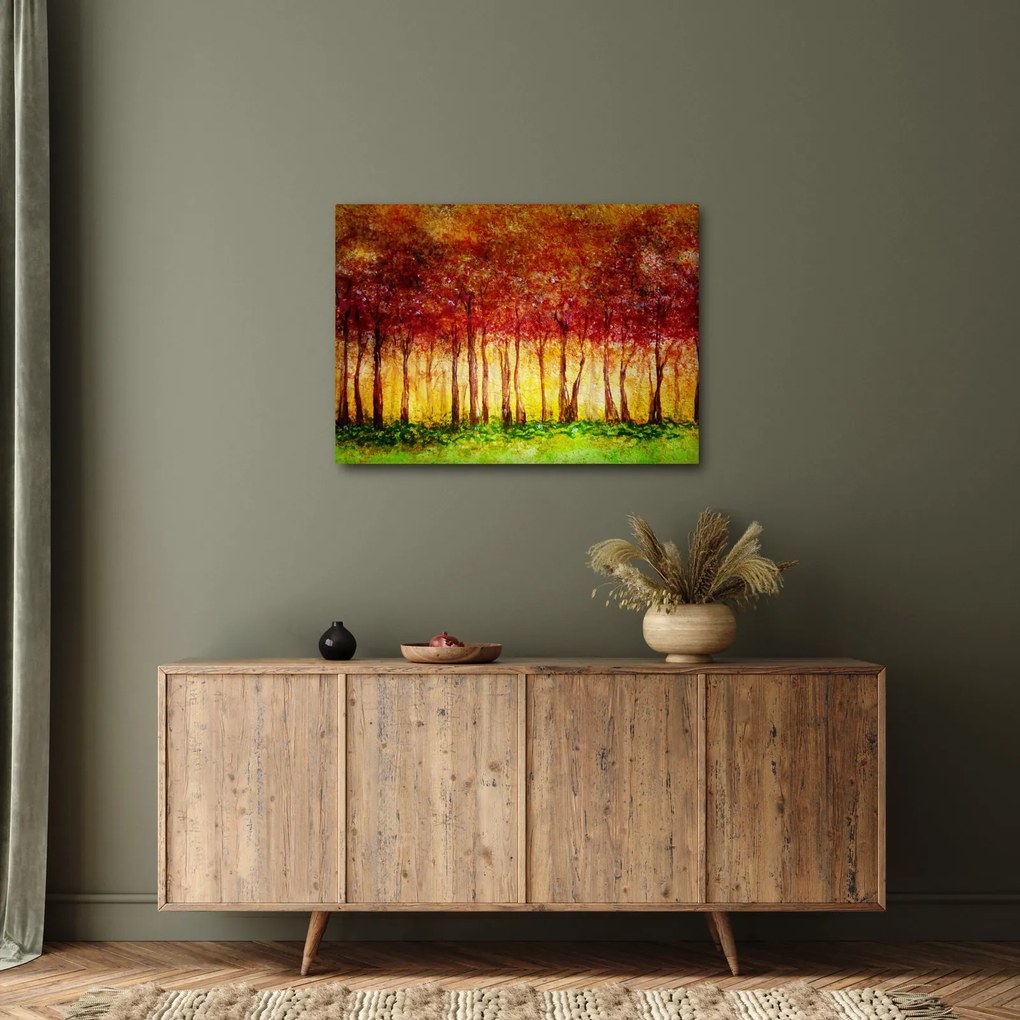Obraz - Maľba listnatého lesa (70x50 cm)