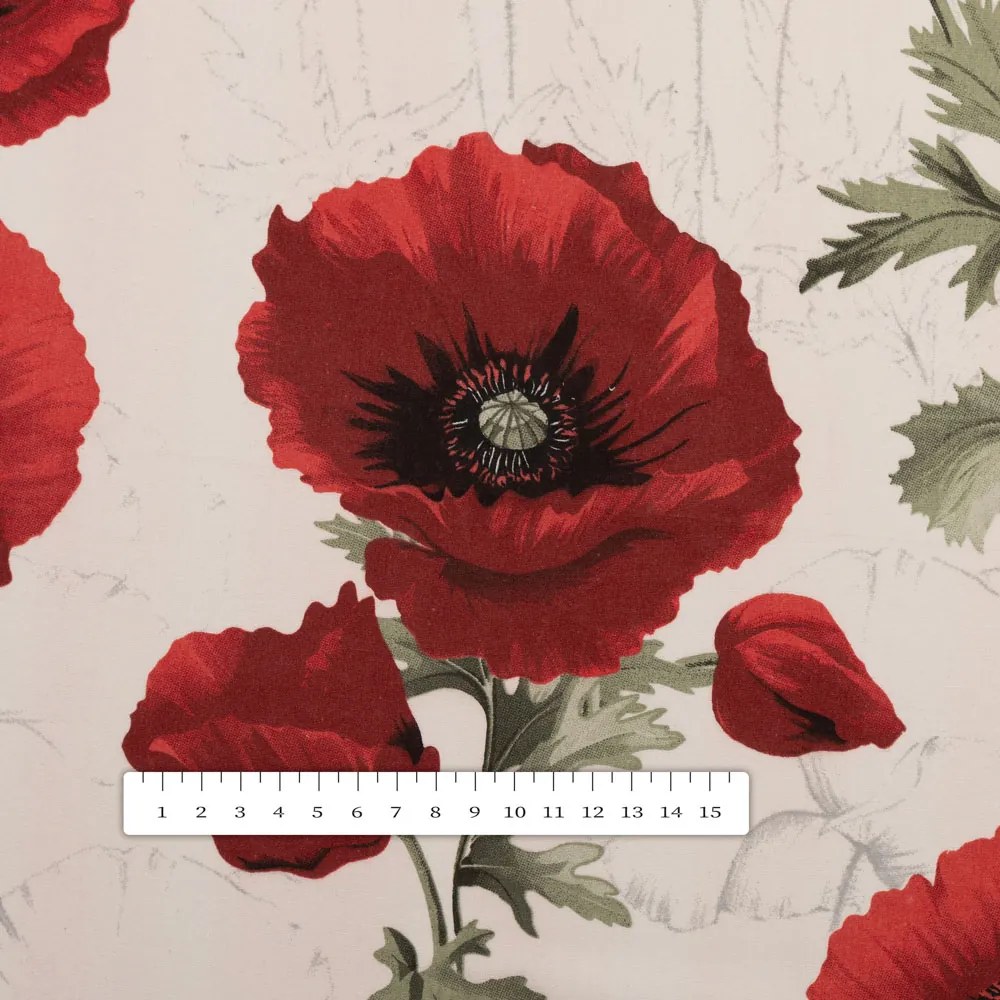 Biante Bavlnený oválny obrus Sandra SA-586 Vlčie maky na krémovom 80x120 cm