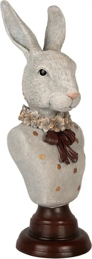 Dekorácia busta králičia žena v šedom obleku Rabbi bust - 13*12*39 cm