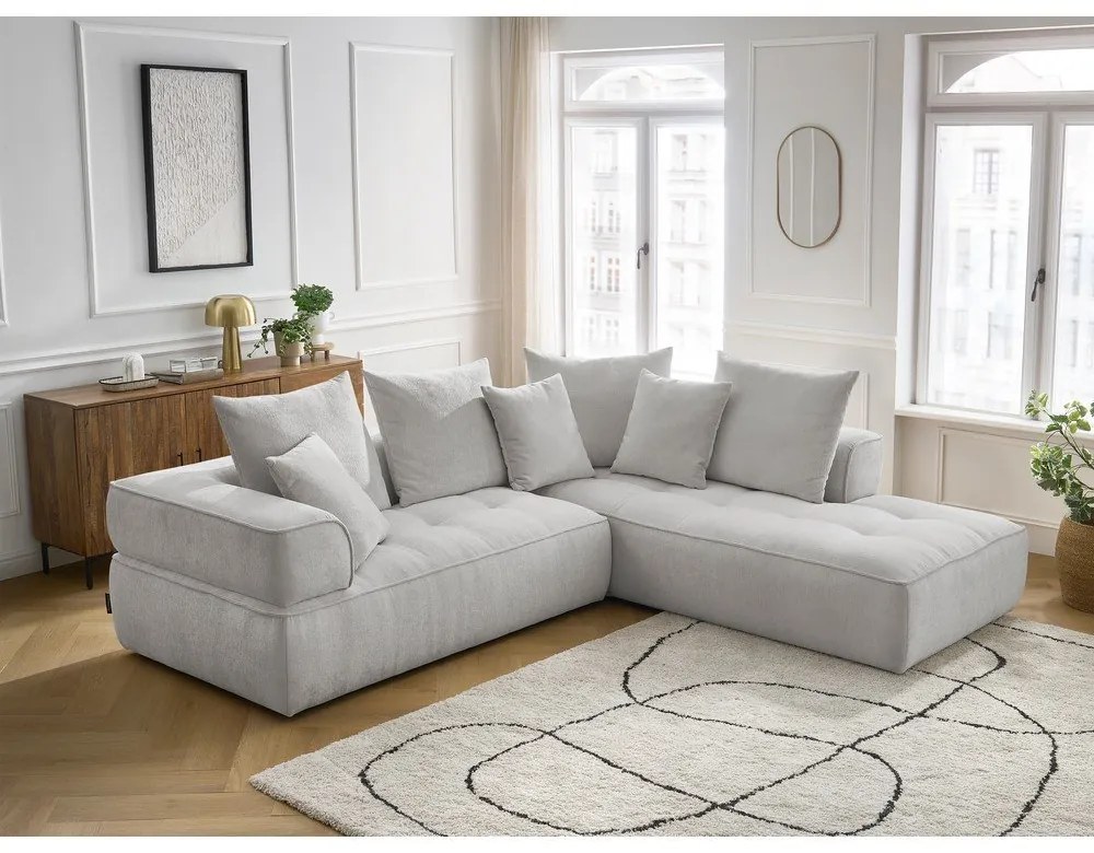 Svetlosivá ženilková rohová pohovka (pravý roh/do L) Whesley – Bobochic Paris