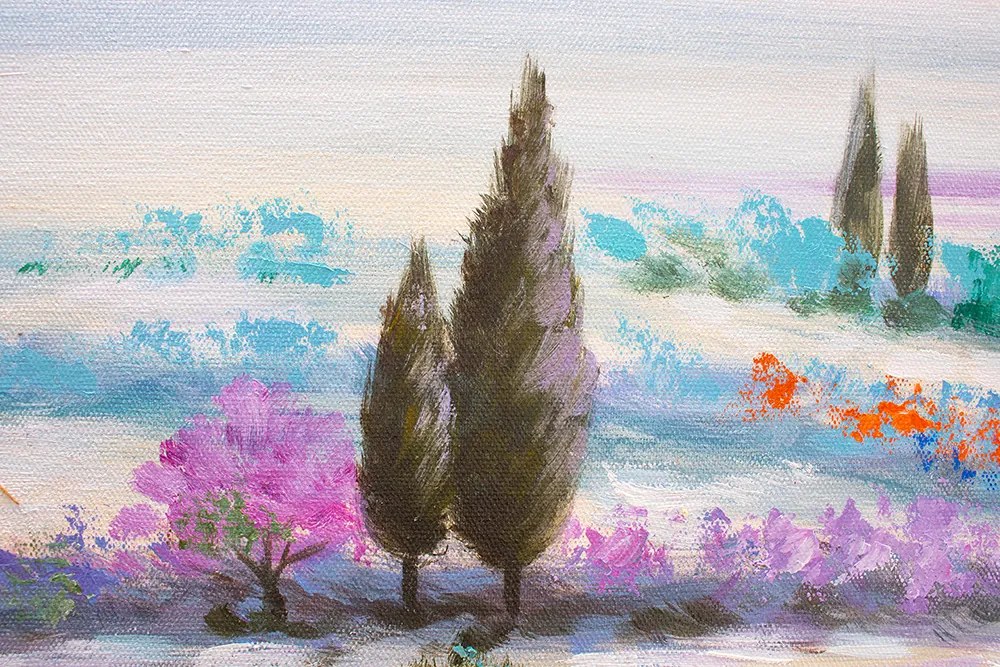Maľovaný obraz na stenu LÚKA  120x40 cm