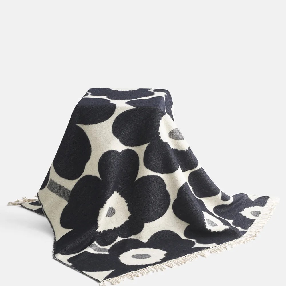 Marimekko Vlnená deka Unikko 130x180cm čierna
