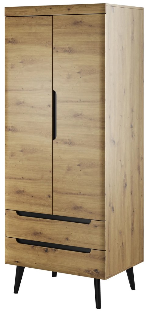 Šatníková skriňa Nordi 80 cm čierna/dub artisan