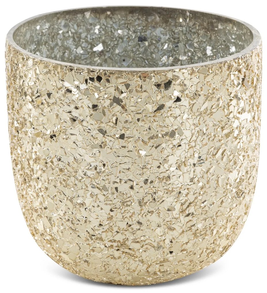 SKLENENÝ SVIETNIK MELIA (05) 12X12 CM ZLATÁ