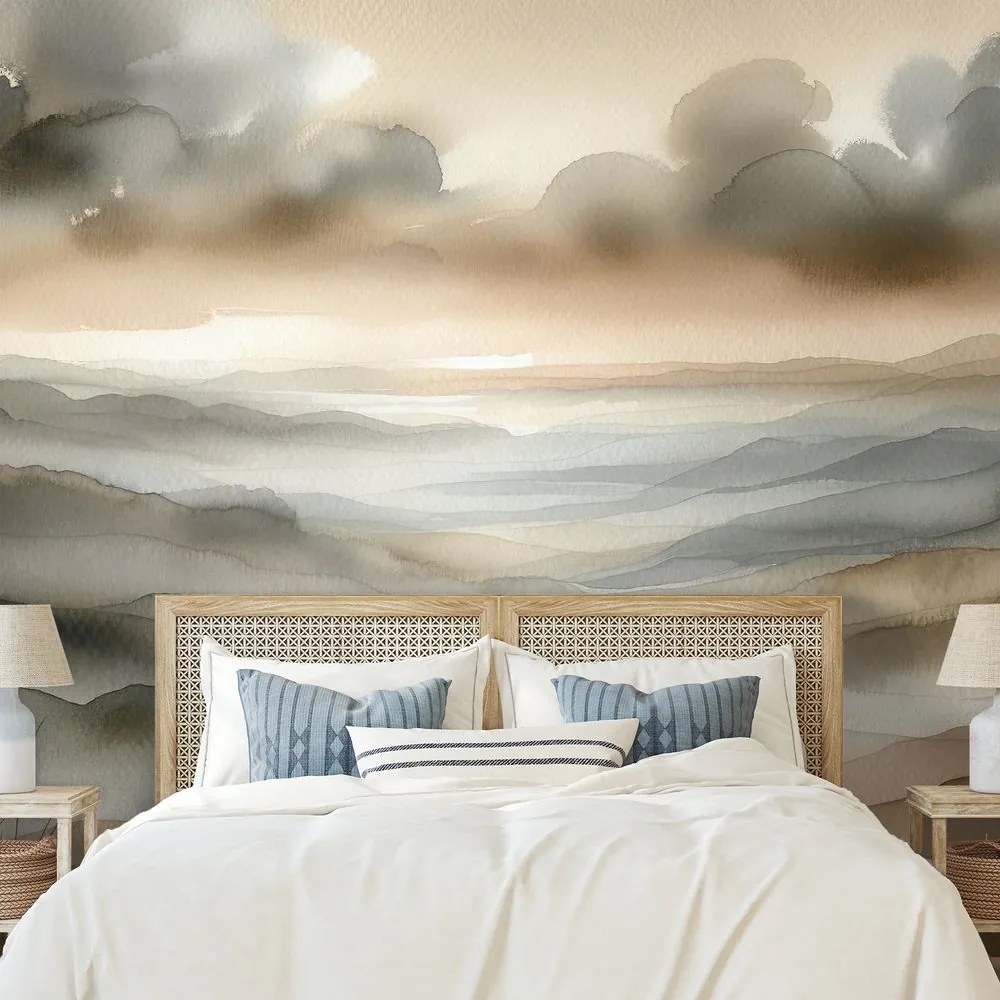 Samolepiaca tapeta akvarelová krajina v hmle