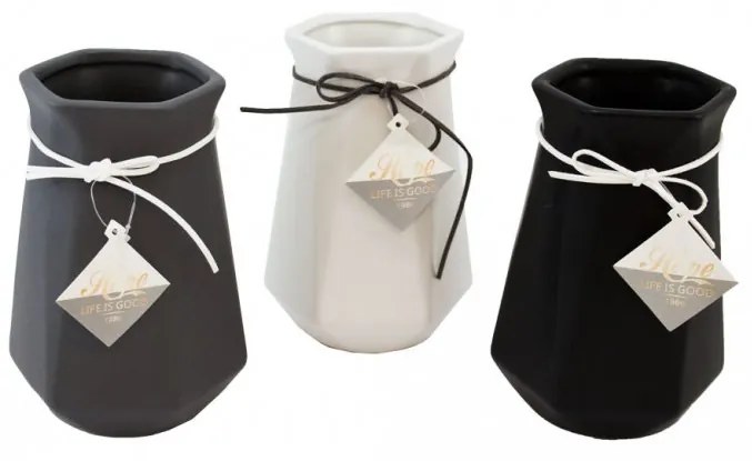 Home Elements Keramická váza 23 x 13 x 13 cm - rôzne farby Barva: šedá