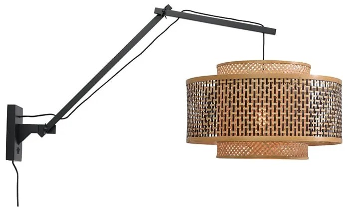 Nástenná lampa bhutan l 50 x 30 čierna, prírodná MUZZA