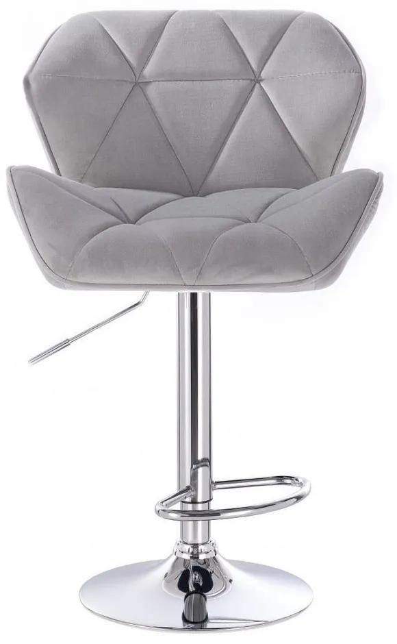 LuxuryForm Barová stolička MILANO VELUR na striebornom tanieri - svetlo šedá