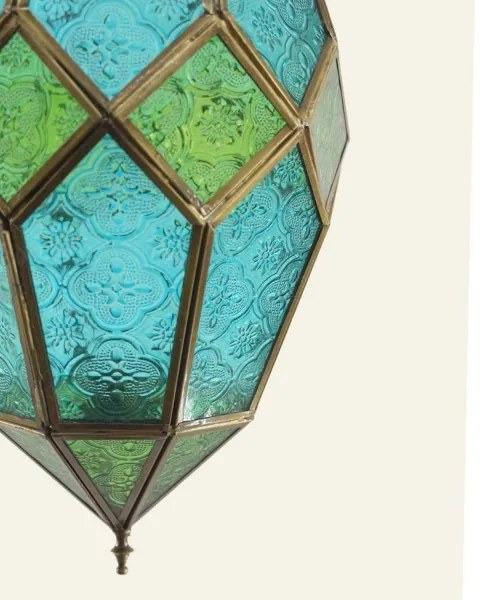 Orientálna závesná lampa SELLIMA - modro zelená