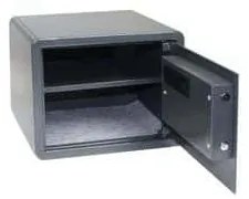 Nábytkový trezor s elektronickým zámkom s alarmom, podsvieteným LCD displejom a páčkou na otvorenie