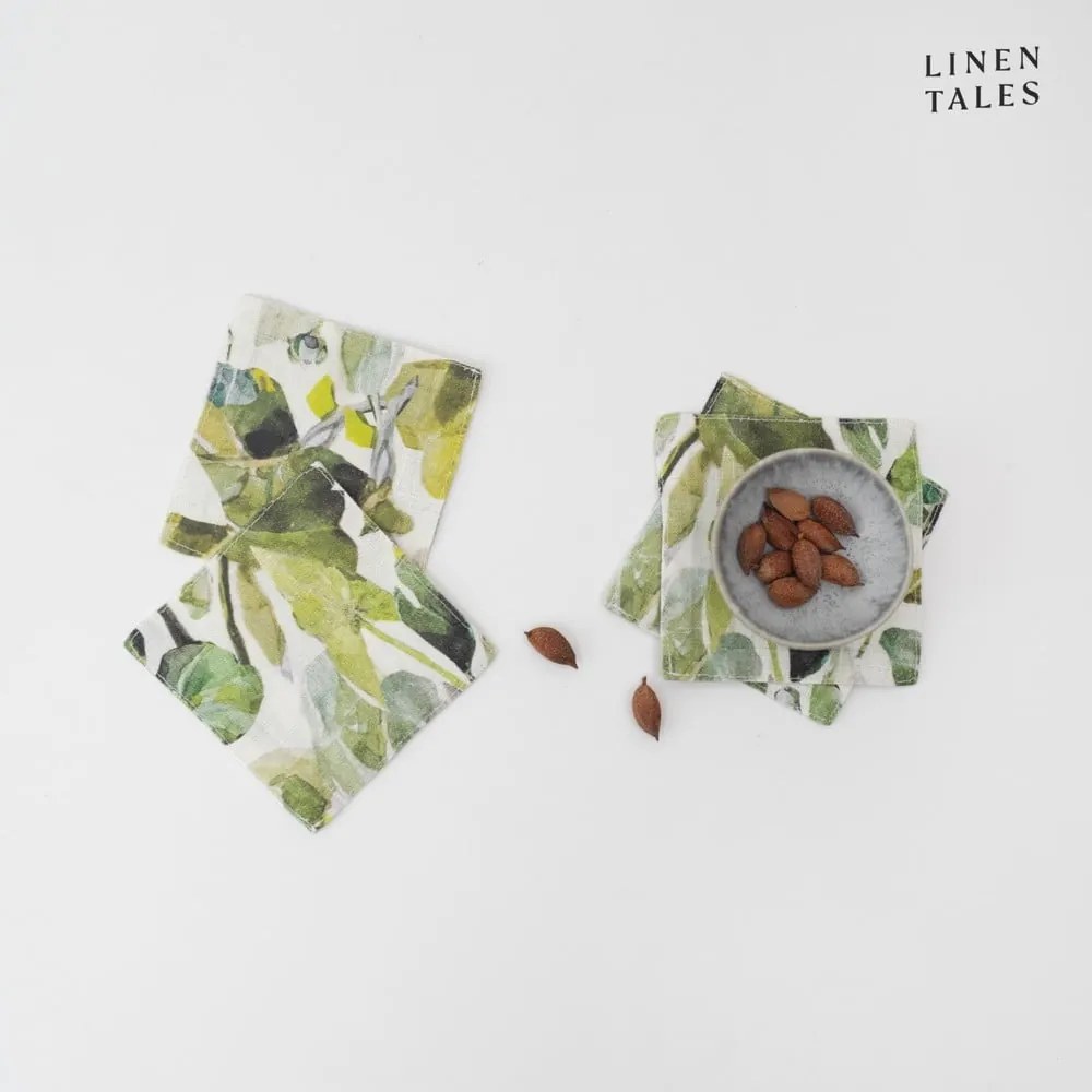 Zelené látkové tácky v súprave 4 ks Lotus – Linen Tales