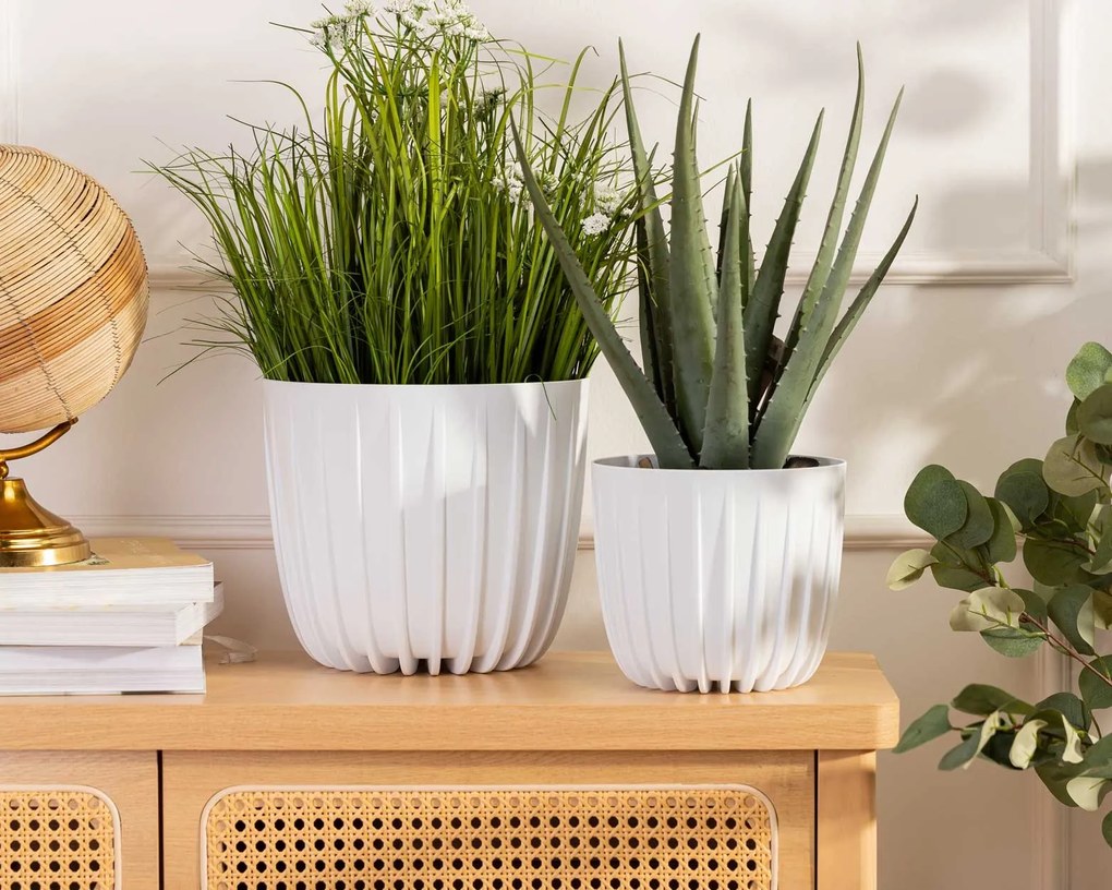 Sada 2 ks květináčů Stripped Eco bílá