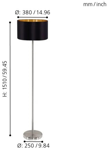 Eglo 95169 - Stojacia lampa MASERLO 1xE27/60W/230V