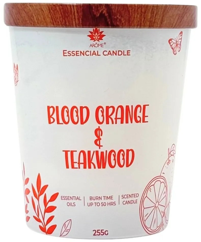 Sviečka Arome v skle s kovovým viečkom 255g Bloodorange & Teakwood