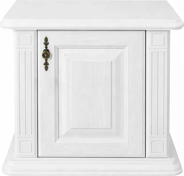 Biely nočný stolík s dvierkami z masívu, 60x40x54 cm Otváranie vpravo