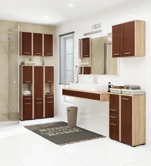 Kúpeľňová skrinka FIN S30 1D dub sonoma / wenge