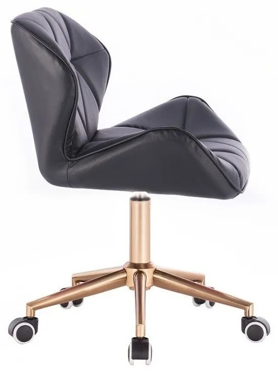 LuxuryForm DESIGN Stolička MILANO na zlatej podstave s kolieskami - čierna