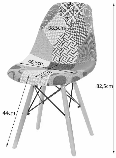 Jedálenské stoličky PATCHWORK Alex 4 ks - škandinávsky štýl