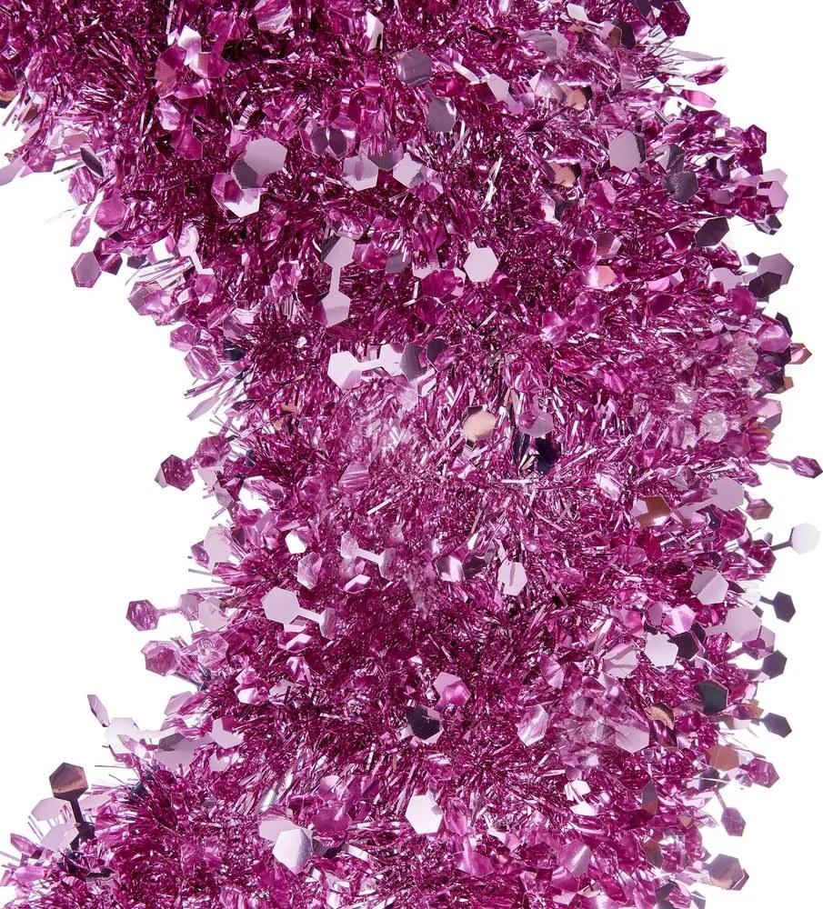 PINK TINSEL Veniec trblietavý 60 cm - ružová