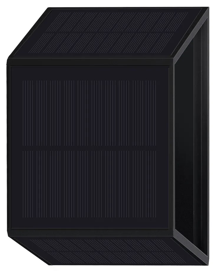 Ecolamp Exteriérové solárne nástenné LED svietidlo Wings1, 1x LED 2w, čierna
