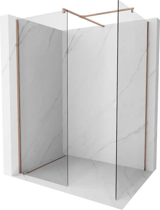 Mexen Kioto sprchová stena Walk-in 90 x 75 cm, transparentná, ružové zlato - 800-090-202-60-00-075