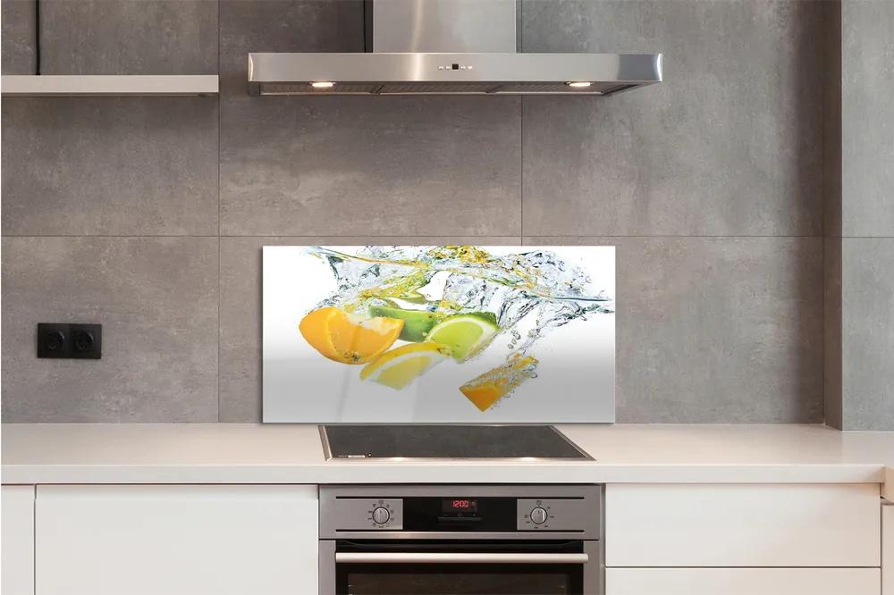 Sklenený obklad do kuchyne voda citrus 125x50 cm