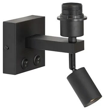 Moderná nástenná lampa čierna so svetlom na čítanie - Brescia